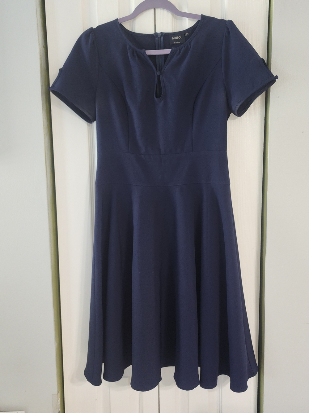 Miusol Navy Blue Keyhole Neckline Fit and Flare Cocktail Dress Size M Retro